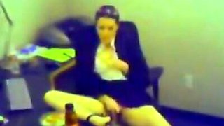 Business lady filmed when masturbating in the lunch time!