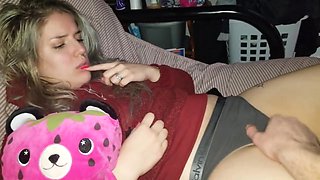 Daddy rubs and plays with teen's cameltoe