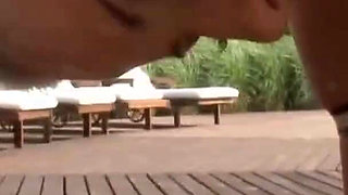 Glamorous sluts getting butt holes drilled in orgy by the swimming pool