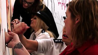 Gloryhole police femdoms in HJ orgy