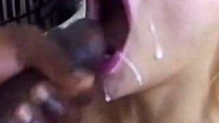 A Slutty Blonde Gives a Blowjob to a Huge Black Monster Cock!