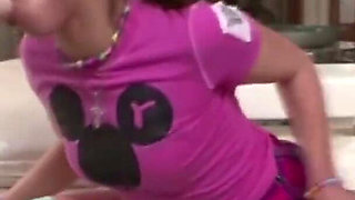 Brunette femdom with strapon drilling submissive's ass and orders them to seduce hard dick
