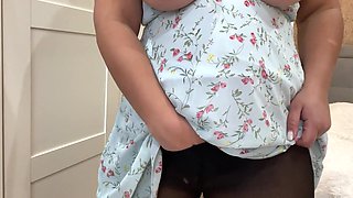 Egyptian Teen in Sexy Pantyhose Masturbates Tight Wet Hairy Pussy.