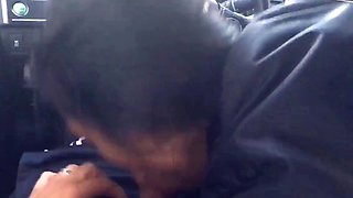 Asian Girl Sucks and Swallows in a Car
