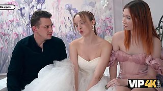 VIP4K. Slutty Russian bride Polly Yangs is having a threesome right before her wedding