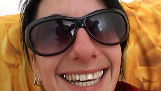 Hot amateur slut in sexy stockings rides a big cock