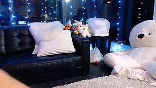 Glamour babe with big boobs masturbates in lingerie