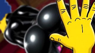 Halloween Hentai: Alien Simpsons Wife in Latex Costume Fucks Husband Hard in Wet Pussy