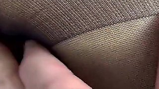 College girl forgot to wear panties under pantyhose (part 1)