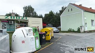 Hunt4k. red riding rubber hood is great in smoking Big Cocks and riding them