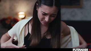 Sexy handjob by a teen Blonde for her futanari busty bestie