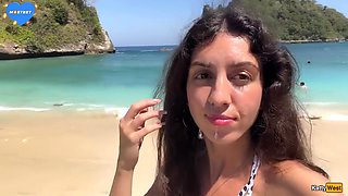 Walking With Hot Cum On My Face On A Public Beach Full Of People - Cumwa With Katty West