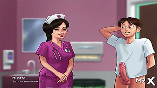 SummertimeSaga - Nurse plays with cock then takes it in her