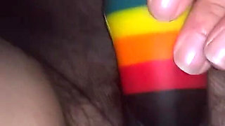 I Fuck My Pussy in Black Pantyhose and a Huge Dildo