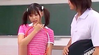 Jav college girl fucks tennis player in classroom