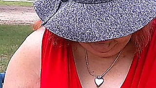 Nurse Vicki Smoking in the Park on a Bench All Dressed up