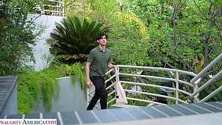 Sexy Lily Starfire gets a special delivery after class, some lube and a big stiff cock