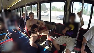 Nobody stops dirty-minded couple that fucks in public bus