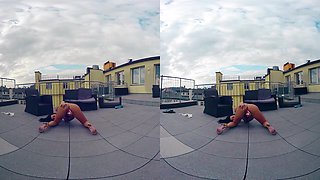 Brunette Hottie Toys Outdoors - Solo Model Fucks Her Vibrator