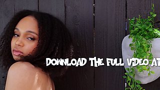Naked ebony teen shining for the camera