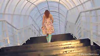 Teen Scarlett fingers hairy pussy in stockings - WeAreHairy