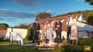 BRIDE4K. Blonde bride with natural tits enjoyed a good fuck on her kinky wedding