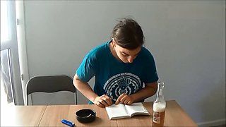 Huge burps from the smoking girl with a dirty socks obsession