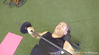 blonde milf makes hot cock in the gym even warmer