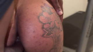 Homemade Ebony sucking her husband big black cock in kitchen