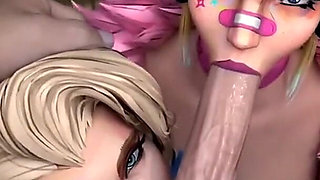 Magik Deepthroating a Hard Cock with Her Marvel Rivals Friend