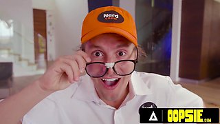 OOPSIE - Large Breast PHAT ASS WHITE GIRL Jewelz Blu Entices Tech Eggheads Who Came To Fix The TV! ULTRA-KINKY MOLTEN FFM THREEWAY!