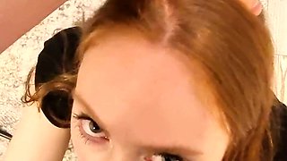 Very yummy amateur redhead blowjob