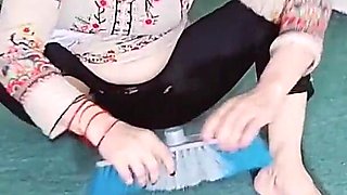 Big Ass Amateur Indian Muslim Maid Showing Big Ass Through Black Transparent Pajama While Cleaning Room in Clear Hindi Audio