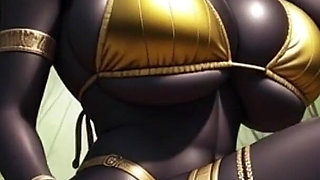 African Woman Sexy Pose in Jungle with Music (ai Animation)