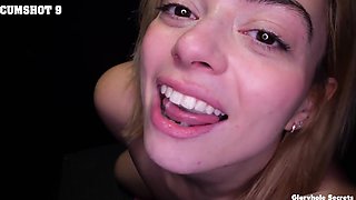 Hot compilation of two girls sucking big cocks and recieving multiple cumhots in their slutty mouth in a gloryhole room
