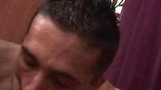 One hot girl enjoying two dick