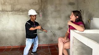 Petite Latina StepMom Gets Huge Cock From Young Engineer During Home Inspection - Pregnant Doggy Style Fuck