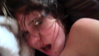 Busty brunette slut enjoys extreme amateur pov blowjob