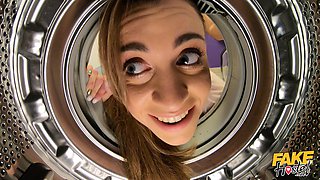 Stuck In A Washing Machine - Buxom beauty Josephine Jackson in Hotel Laundry room threesome