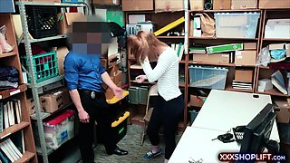 Cute redhead shoplifter gets punish fucked really hard