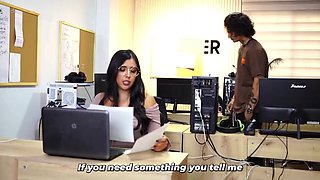 Curvy Latina Secretary Seduces Boss Son For Office Promotion