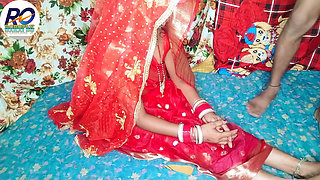 Fast time desi honeymoon video hindi audio Claire Vaise in red saree and blouse having fun