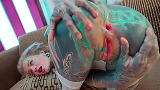 Lily Lu And Nikolaz Zpageti - Hard Anal Fuck For Tattooed Girl - Balls Deep Assfuck For Goth Slut - Atm, Facial 10 Min