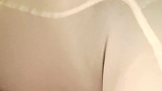 The Line of the MILF's Vagina Is Marked in Her Panties