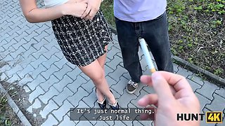 Hunt4k. wild chick is showing her Natural Tits on the street and cheating on her boyfriend