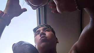 Hot Latina Wife Teases Cuckold Hubby While Sucking His Friend's Big Cock - Rough Standing Fuck & Worship