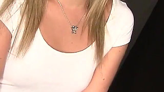 Briella Bounce sucks on huge cock and does cum in mouth