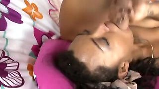Ebony teen babysitter blowjobs then gets fucked by her boss