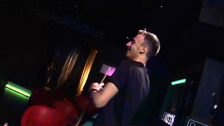 Horny brunette getts facial after BDSM play: Blowjob, Cowgirl  Missonary Porn