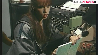 Lesbo lovers kiss each other on top of the table